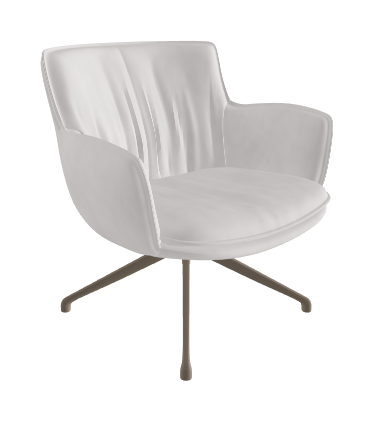 Rhonda Lounge Armchair Low_Titanium Embossed_Micro Nubuk_White