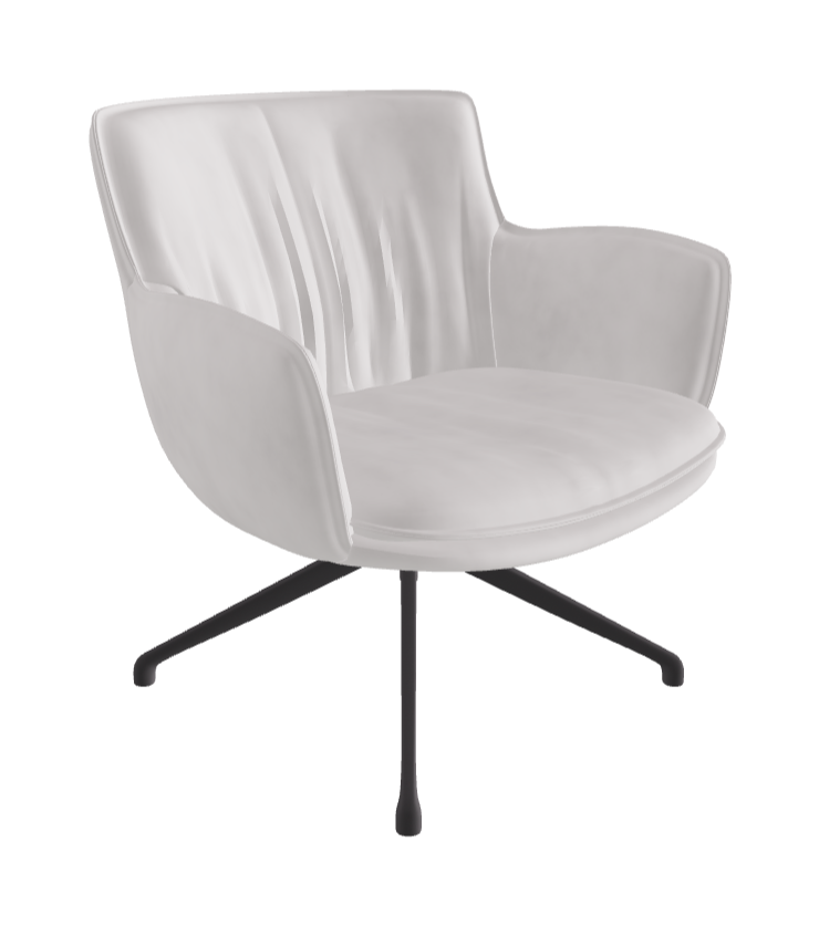 Rhonda Lounge Armchair Low_Graphite Embossed_Micro Nubuk_White