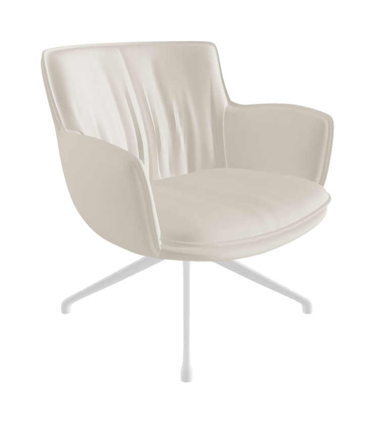 Rhonda Lounge Armchair Low_Pearl Embossed_Glove Soft Leather_Ecru