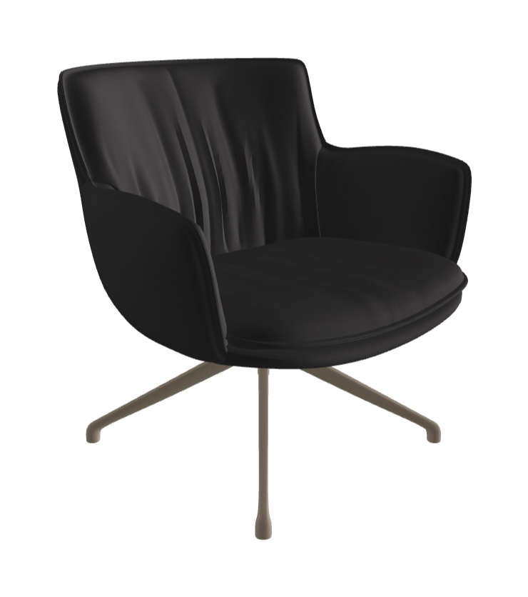 Rhonda Lounge Armchair Low_Titanium Embossed_Glove Soft Leather_Hornet