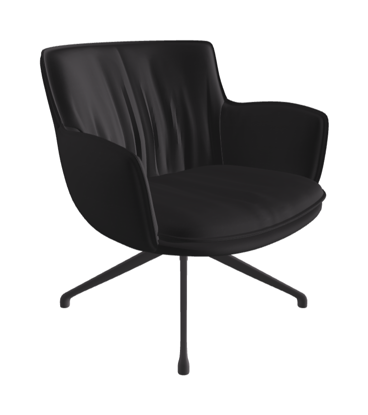 Rhonda Lounge Armchair Low_Graphite Embossed_Glove Soft Leather_Hornet