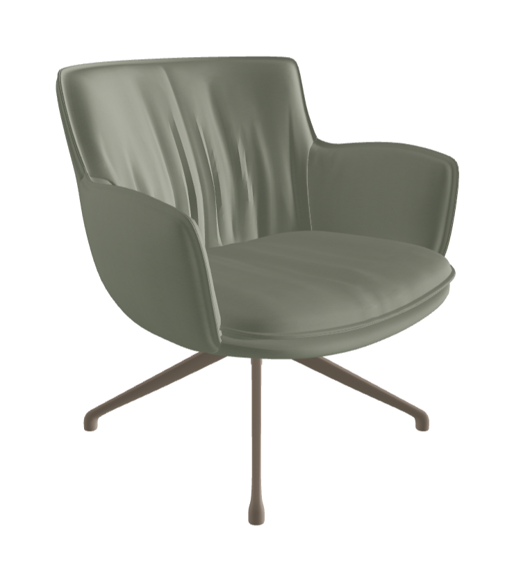 Rhonda Lounge Armchair Low_Titanium Embossed_Soft Leather_Cenere