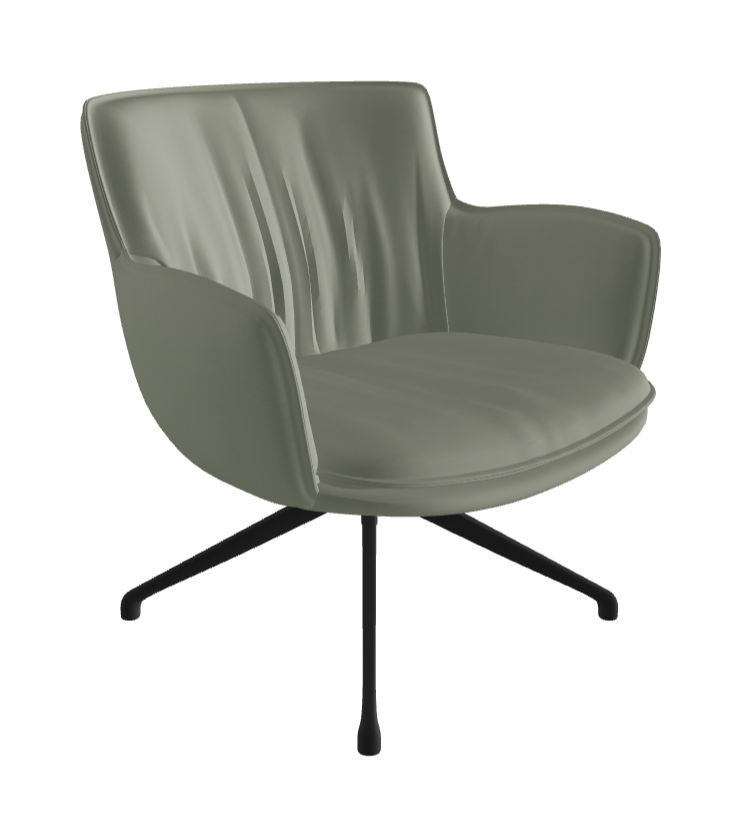 Rhonda Lounge Armchair Low_Black Embossed_Soft Leather_Cenere