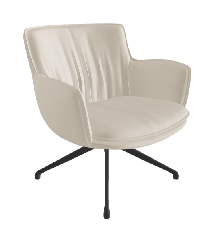 Rhonda Lounge Armchair Low_Graphite Embossed_Soft Leather_Cashmere