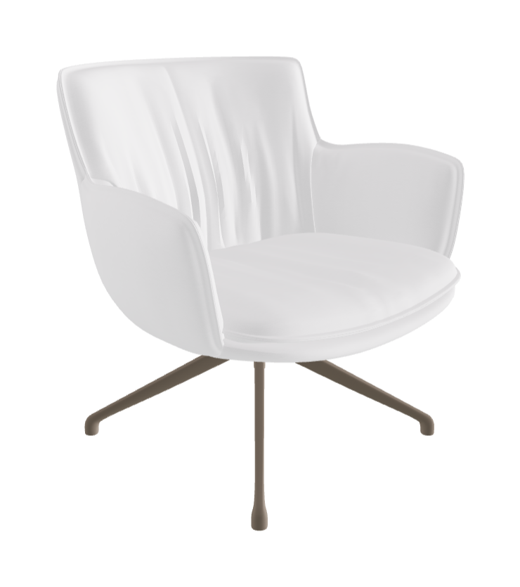 Rhonda Lounge Armchair Low_Titanium Embossed_Soft Leather_Bianco