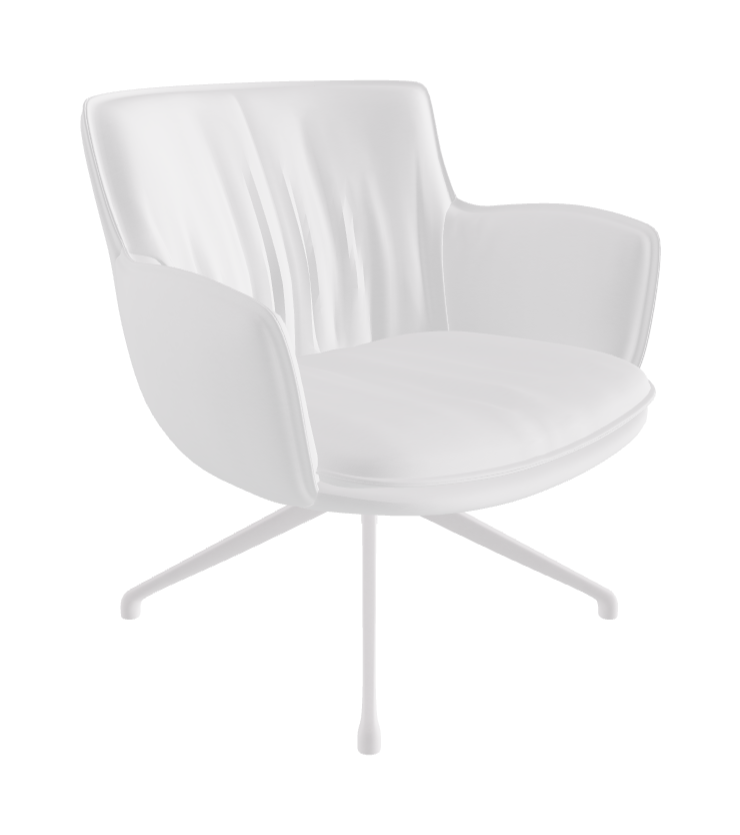 Rhonda Lounge Armchair Low_Pearl Embossed_Soft Leather_Bianco