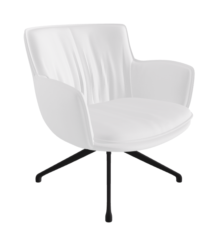 Rhonda Lounge Armchair Low_Black Embossed_Soft Leather_Bianco