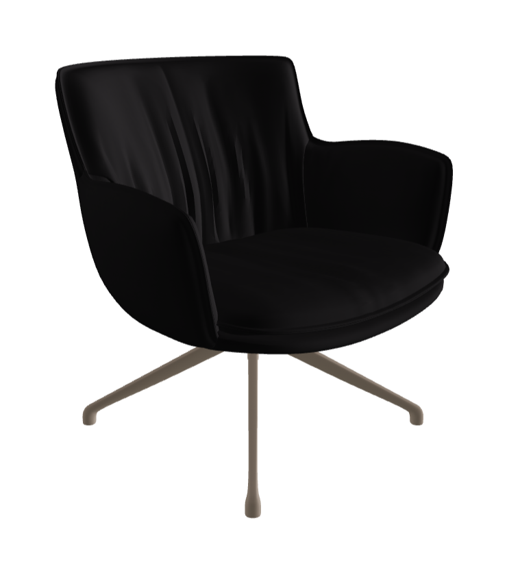 Rhonda Lounge Armchair Low_Titanium Embossed_Soft Leather_Nero