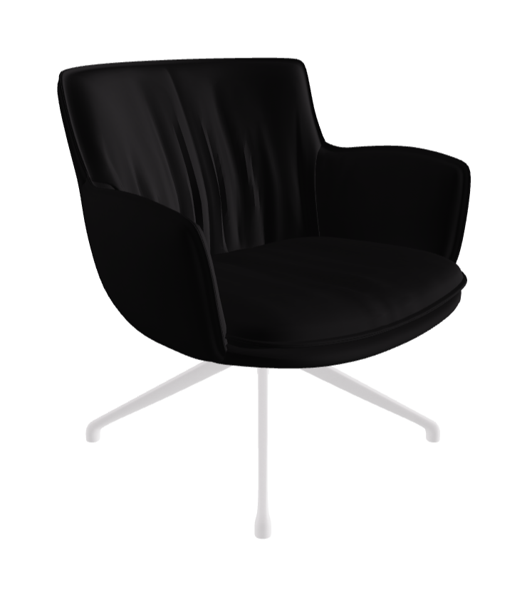 Rhonda Lounge Armchair Low_Pearl Embossed_Soft Leather_Nero