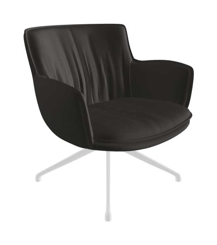 Rhonda Lounge Armchair Low_Pearl Embossed_Soft Leather_Piombo