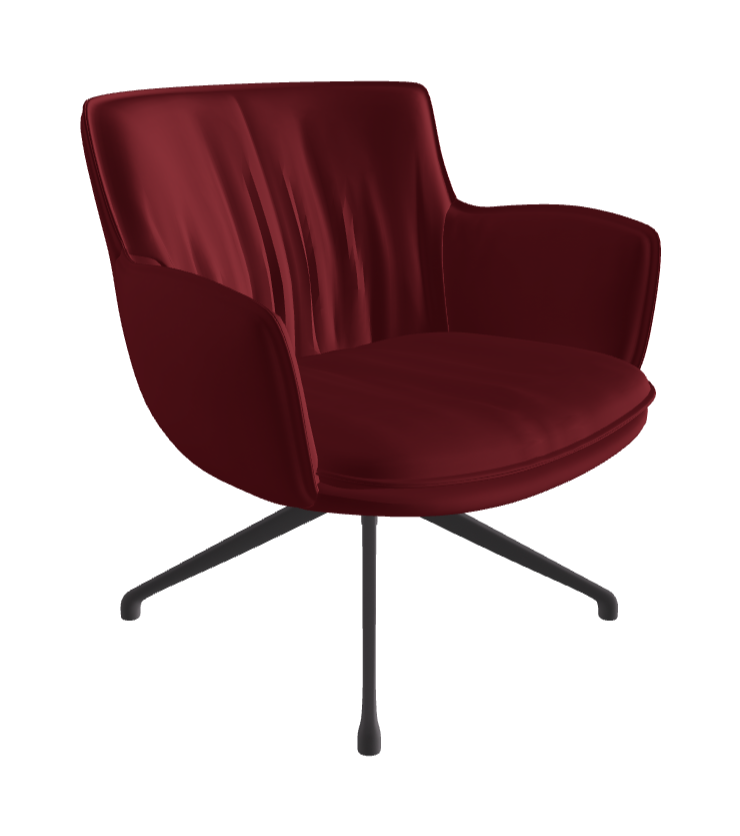 Rhonda Lounge Armchair Low_Graphite Embossed_Synthetic Leather_Rosso Corsa