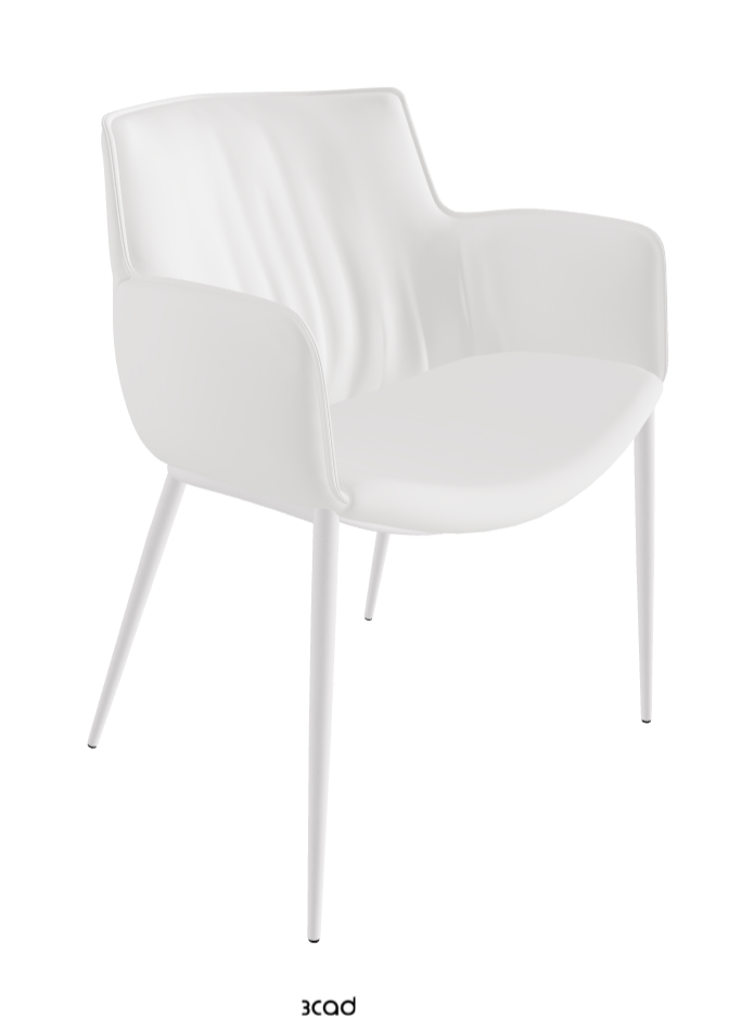 Rhonda Dining Armchair_Pearl Embossed_Synthetic Leather_Bianco