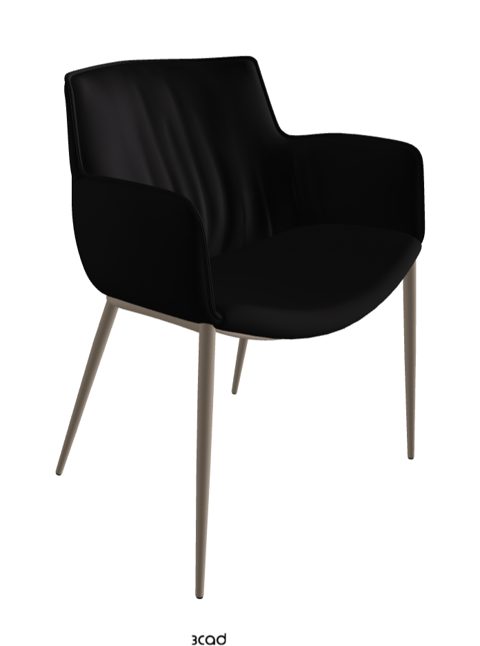 Rhonda Dining Armchair_Titanium Embossed_Synthetic Leather_Nero