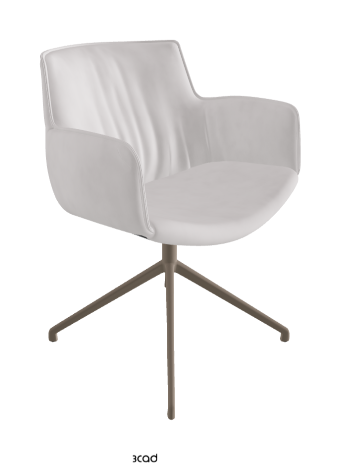 Rhonda Turn Swivel Dining Armchair_Titanium Embossed_Micro Nubuk_White