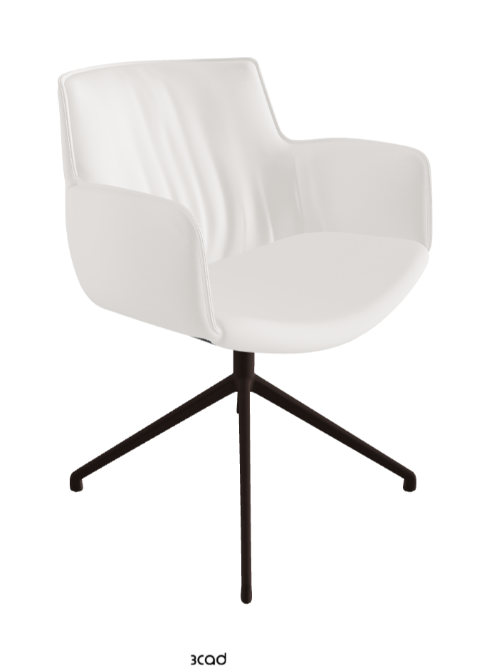 Rhonda Turn Swivel Dining Armchair_Bronze Embossed_Soft Leather_Oyster