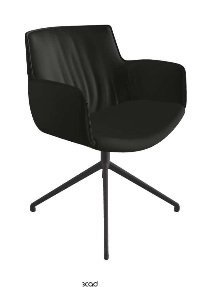 Rhonda Turn Swivel Dining Armchair_Graphite Embossed_Soft Leather_Smoke
