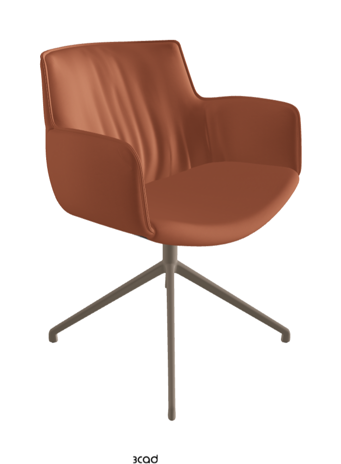 Rhonda Turn Swivel Dining Armchair_Titanium Embossed_Soft Leather_Canyon