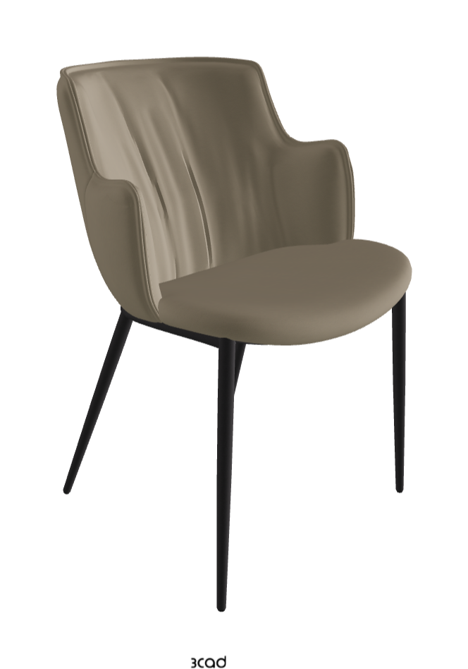 Rihanna ML Dining Armchair_Black Embossed_Soft Leather_Tortora