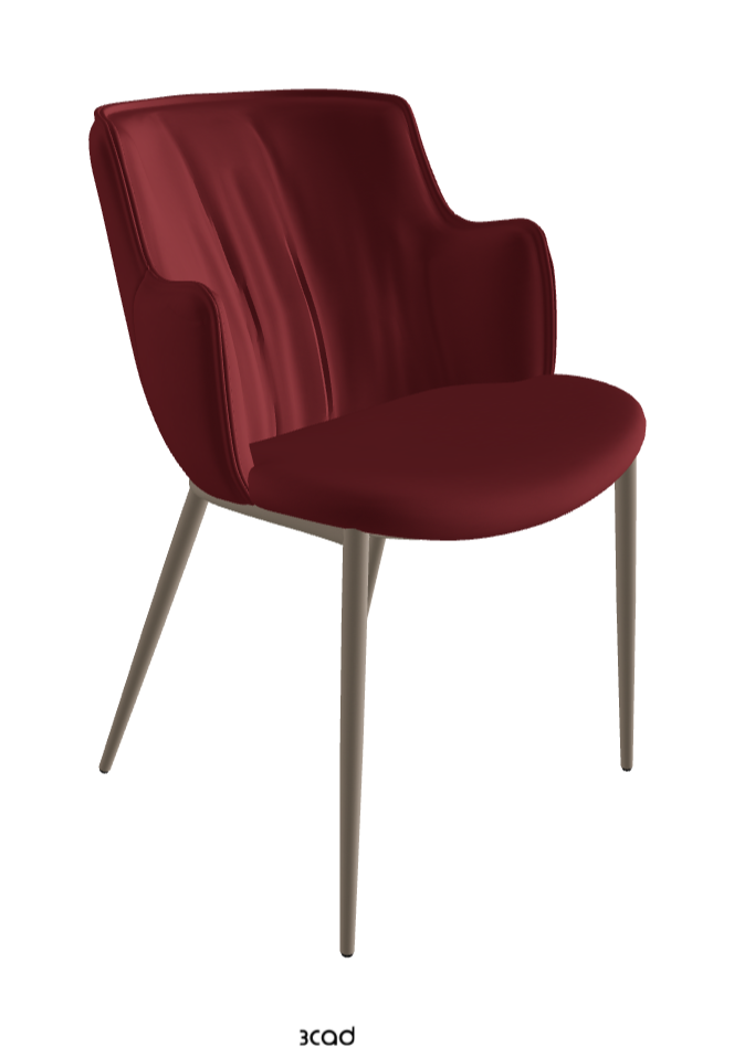 Rihanna ML Dining Armchair_Titanium Embossed_Soft Leather_Rosso Corsa