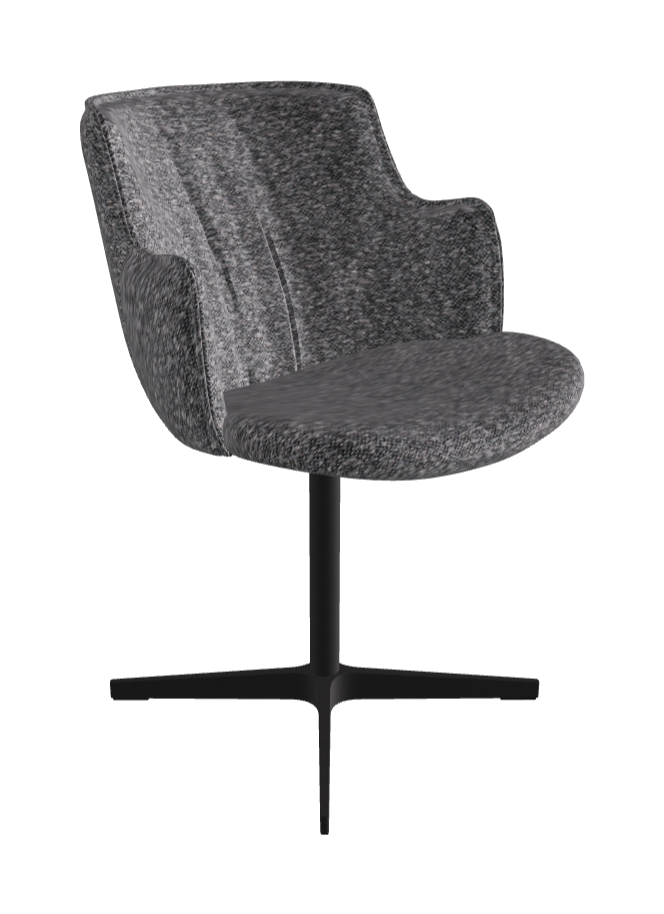 Rihanna X Swivel Dining Armchair_Black Embossed_Fabric_B244