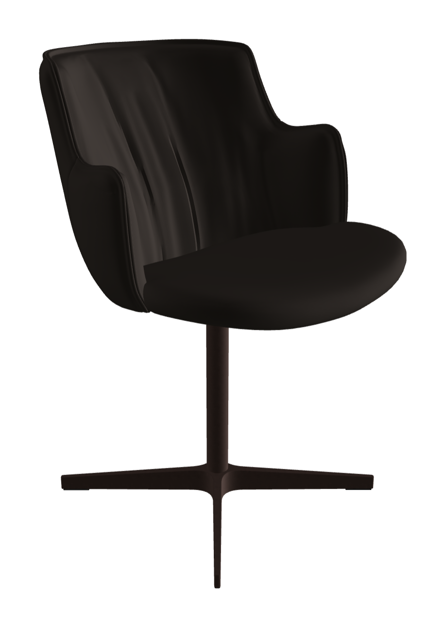 Rihanna X Swivel Dining Armchair_Bronze Embossed_Soft Leather_Testa Di Moro