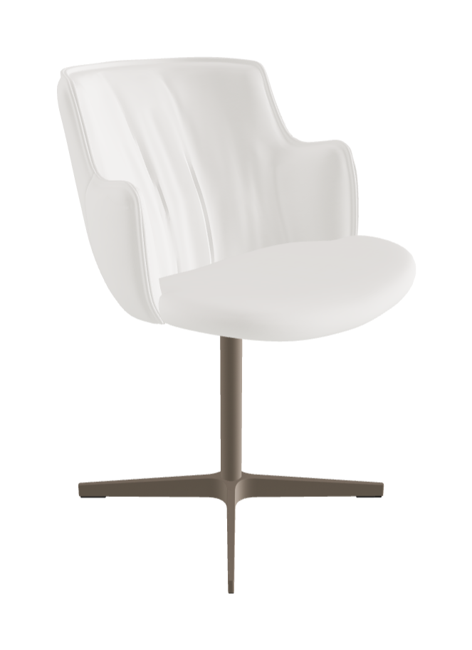 Rihanna X Swivel Dining Armchair_Titanium Embossed_Soft Leather_Palladio