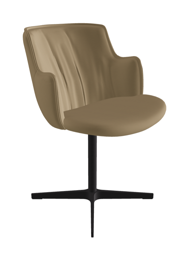 Rihanna X Swivel Dining Armchair_Black Embossed_Soft Leather_Safari