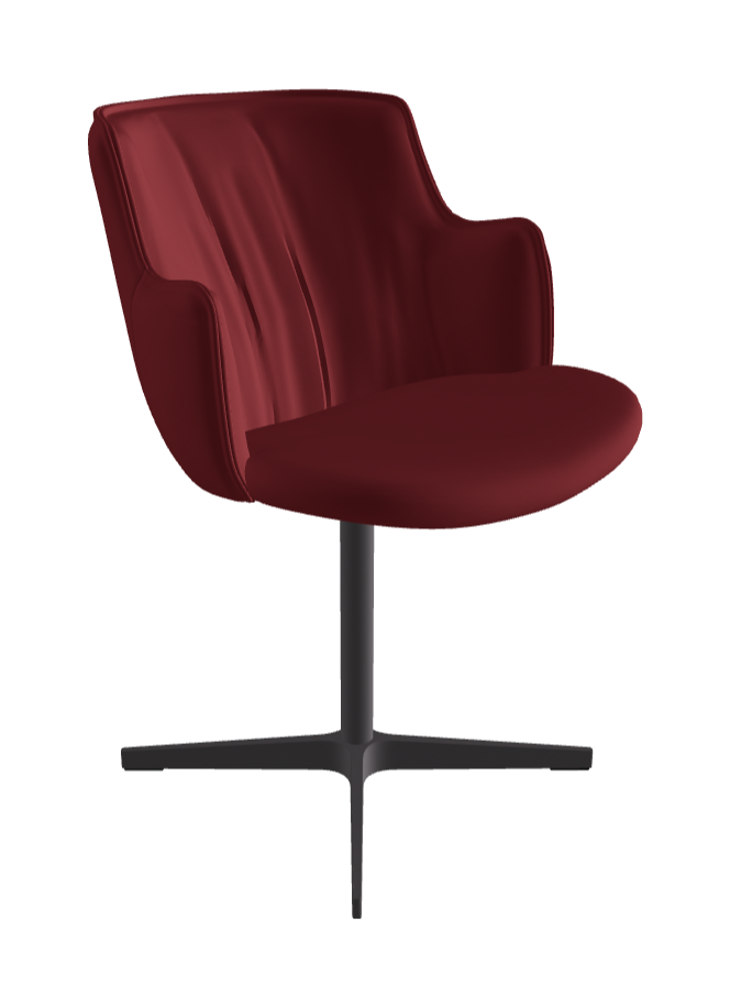 Rihanna X Swivel Dining Armchair_Graphite Embossed_Soft Leather_Rosso Corsa