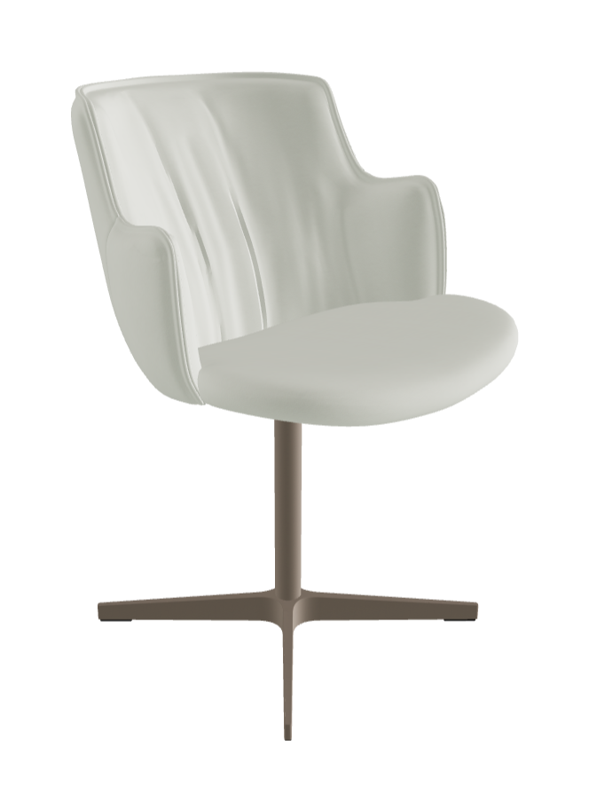 Rihanna X Swivel Dining Armchair_Titanium Embossed_Soft Leather_Artico