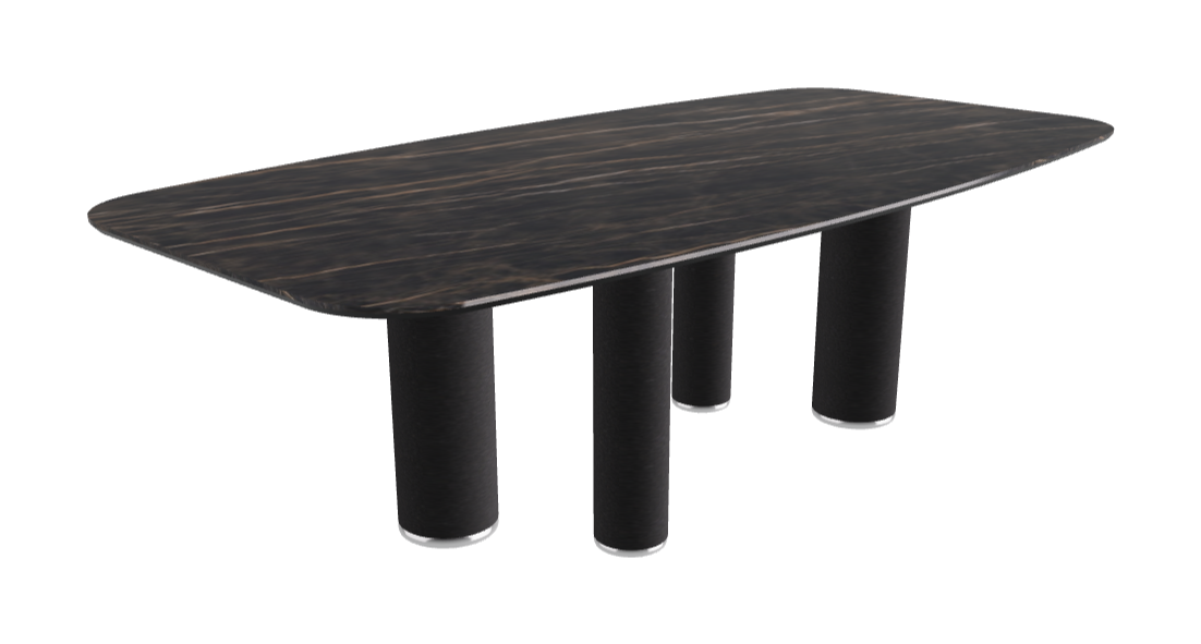 240x120x75h Barrel Shaped_Glossy Portoro_Black Embossed