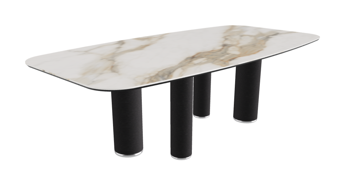 240x120x75h Barrel Shaped_Matt Borghini Calacatta_Black Embossed