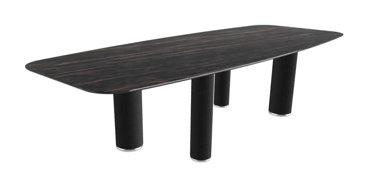 300x120x75h Barrel Shaped_Glossy Portoro_Black Embossed
