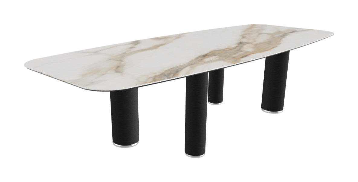 300x120x75h Barrel Shaped_Matt Borghini Calacatta_Black Embossed