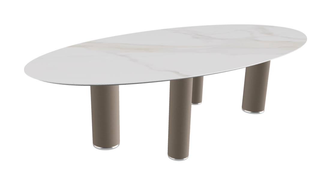 300x150x75h Oval Shaped_Matt Golden Calacatta_Titanium Embossed