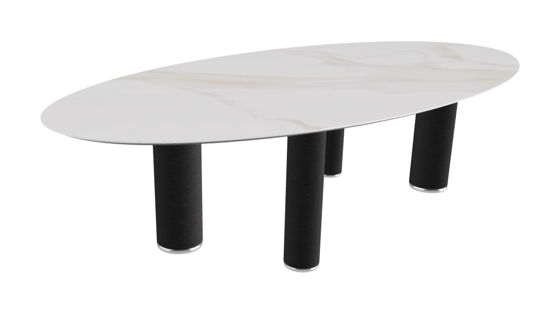 300x150x75h Oval Shaped_Matt Golden Calacatta_Black Embossed