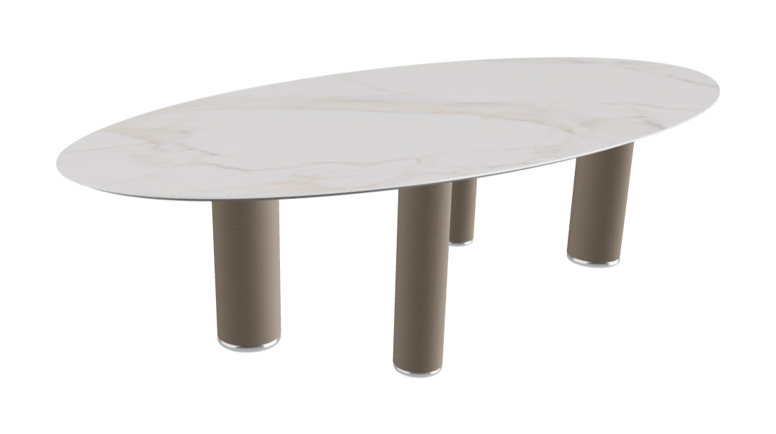 300x150x75h Oval Shaped_Glossy Golden Calacatta_Titanium Embossed