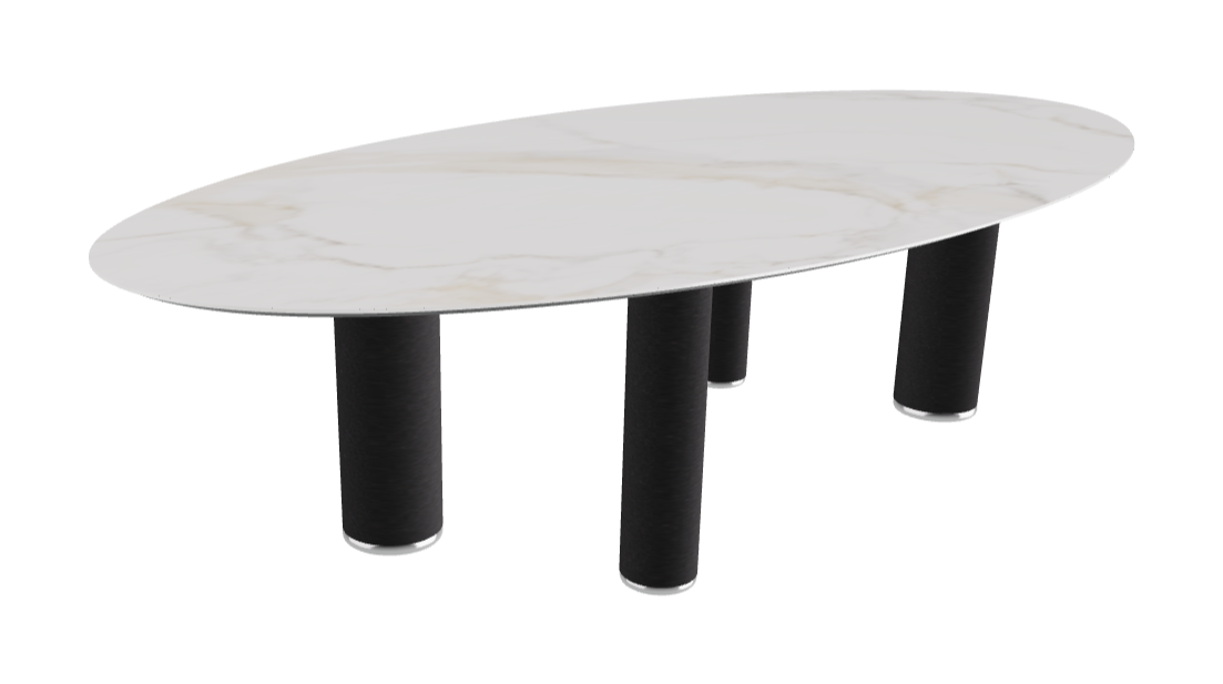 300x150x75h Oval Shaped_Glossy Golden Calacatta_Black Embossed