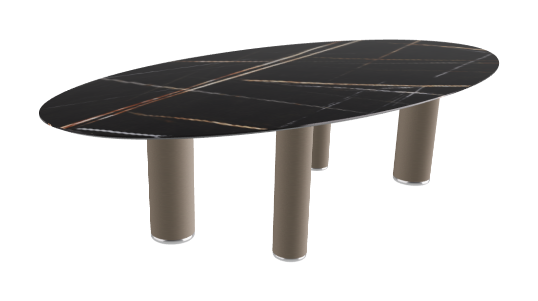 300x150x75h Oval Shaped_Glossy Sahara Noir_Titanium Embossed