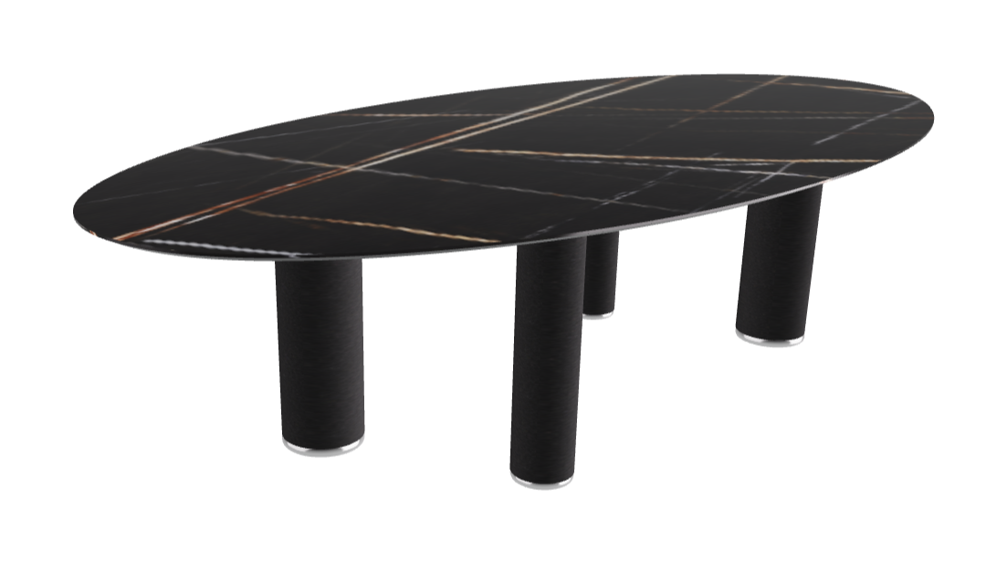 300x150x75h Oval Shaped_Glossy Sahara Noir_Black Embossed