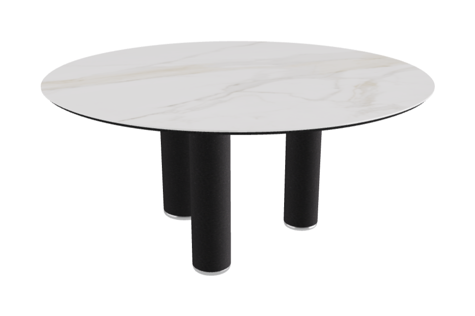 Diameter 158 x Height 75 cm Round Shaped_Matt Golden Calacatta_Black Embossed