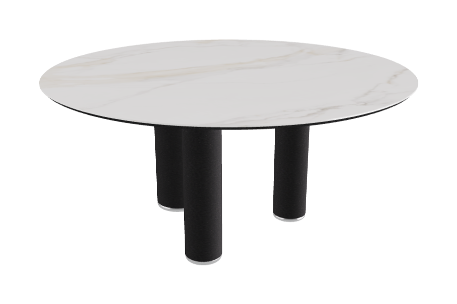 Diameter 158 x Height 75 cm Round Shaped_Glossy Golden Calacatta_Black Embossed