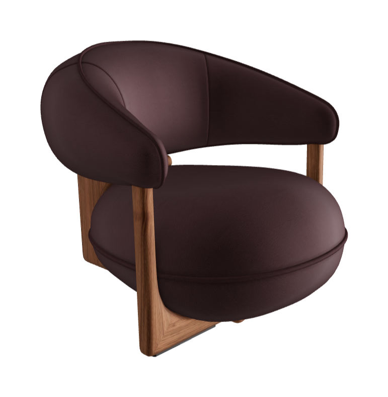 Ruby Lounge Armchair_Canaletto Walnut Stained Ashwood_Soft Leather_Bordeaux