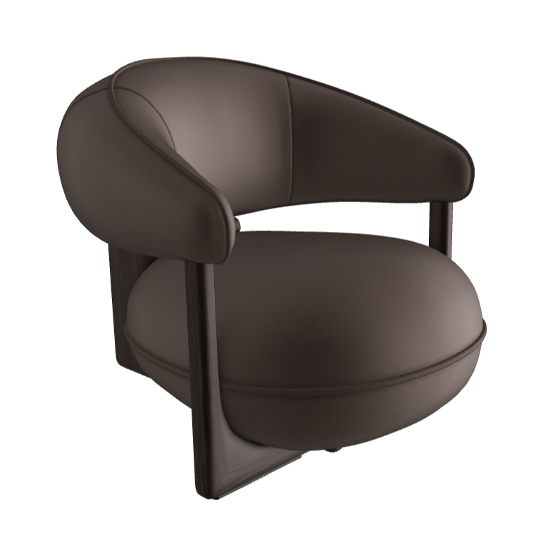 Ruby Lounge Armchair_Burned Oak Stained Ashwood_Soft Leather_Marrone