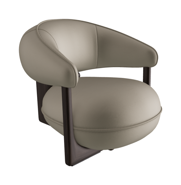 Ruby Lounge Armchair_Burned Oak Stained Ashwood_Soft Leather_Cenere