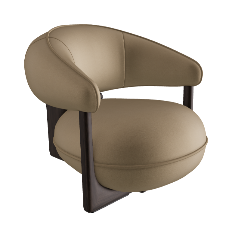 Ruby Lounge Armchair_Burned Oak Stained Ashwood_Soft Leather_Tortora