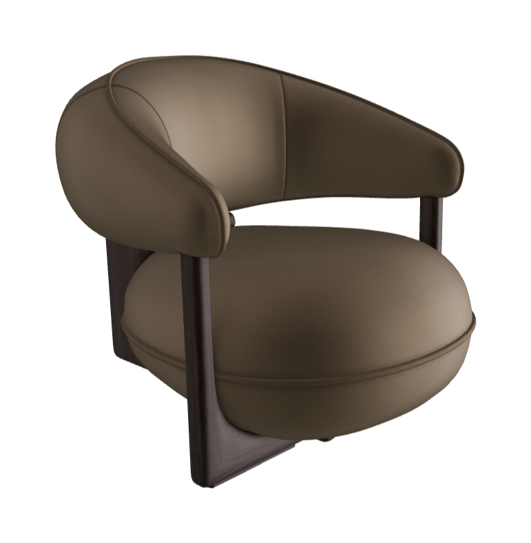 Ruby Lounge Armchair_Burned Oak Stained Ashwood_Soft Leather_Bruno