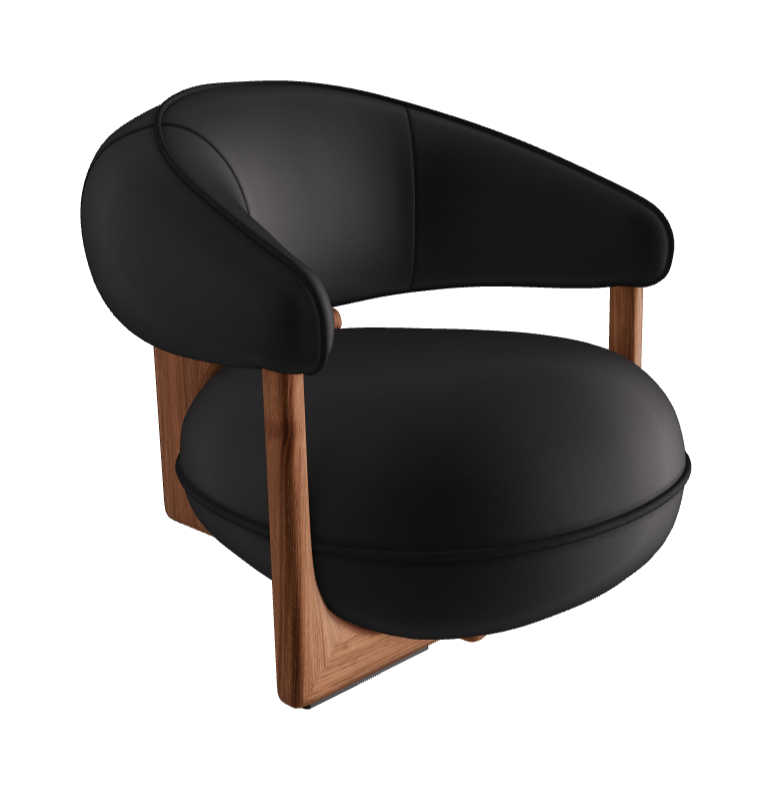 Ruby Lounge Armchair_Canaletto Walnut Stained Ashwood_Soft Leather_Nero