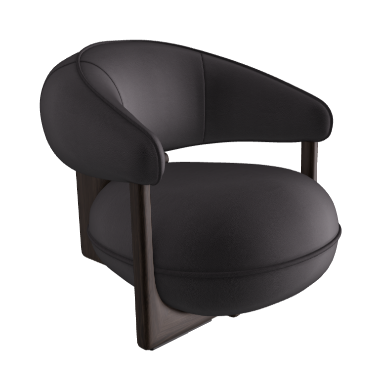 Ruby Lounge Armchair_Burned Oak Stained Ashwood_Soft Leather_Piombo