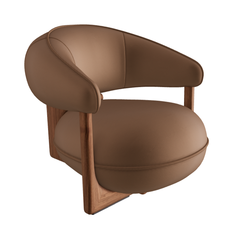 Ruby Lounge Armchair_Canaletto Walnut Stained Ashwood_Soft Leather_Biscotto