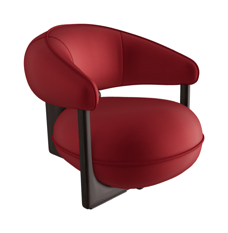 Ruby Lounge Armchair_Burned Oak Stained Ashwood_Soft Leather_Rosso Corsa